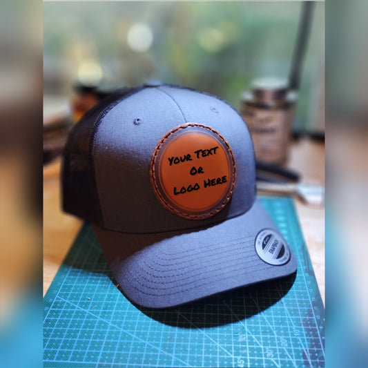 Snapback Trucker Hat With Custom Leather Patch